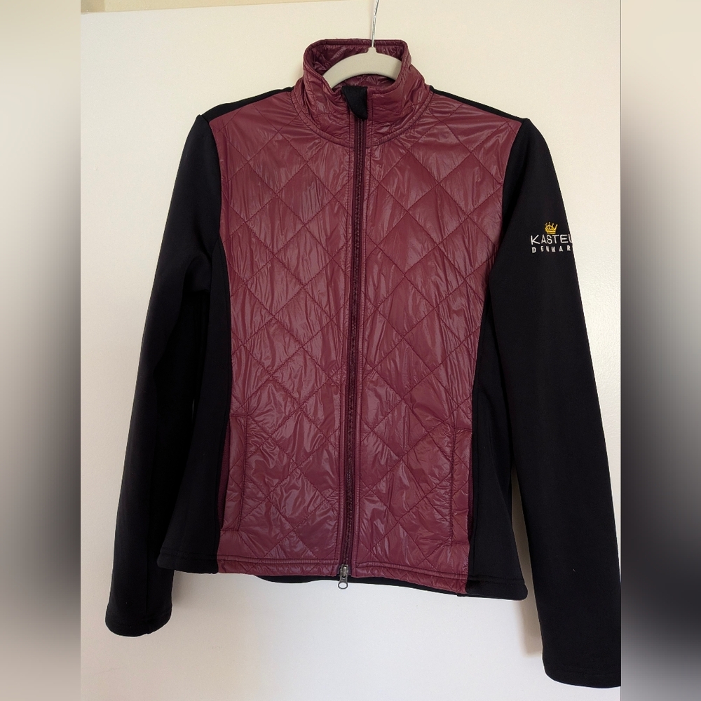 Kastel Denmark Women's Lightweight Quilted Zip Jacket sz M Maroon/Black
